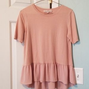 Ballet Pink Loft Sweater with Flowy Peplum